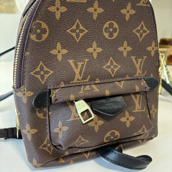 Faux LV Brown & Black Monogram Mini Backpack - Picture 3 of 9